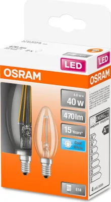 Image de Led Flamme Clair Filament 4w E14 Froid Boite De 2 - Osram