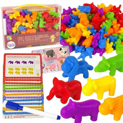 Produktbild von Woopie Montessori-Lernset Zählen lernen, Farbsortierer-Tiere, 83-tlg.