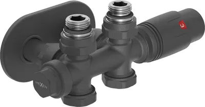 Produktbild von Mexen G00 Thermostat-Set Eck-/Gerade mit Abdeckung R, Duplex, DN50, Anthrazit - W908-900-905-66