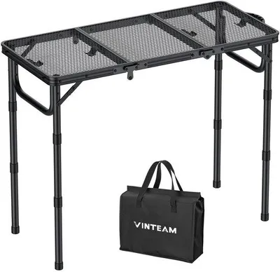 Productafbeelding van Vouwbare Camping Tafel, 87 x 40 cm, 3-voudig Hoogte Verstelbaar - Ideaal voor Buiten