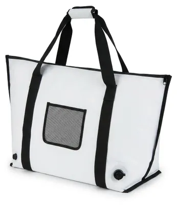 Produktbild von KOMFOTTEU Isolierte Fisch-Kühltasche zum Angeln, wasserfester Fisch-Tötungsbeutel mit Reißverschluss, gepolstertem Tragegriff & Ablaufventil, Thermotasche für gefangene Fische, hält Eis über 24 Std. kalt, KI-generiertes Bild