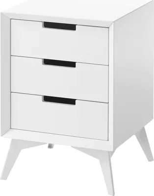 Produktbild von Nachtkommode NETANJA aus Holzwerkstoff, weiß, mit 3 Schubladen, 58 cm hoch