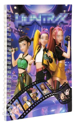 Productafbeelding van Notitieboekje voor meisjes, A5, hardcover, met lijntjes, spiraalbinding, anime-hunter design, 57 bladzijden, 14x21 cm