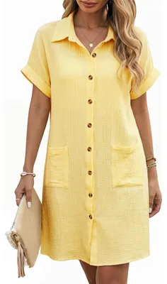 Produktbild von Elzusha – Sommerkleid mit V-Ausschnitt, kurzen Ärmeln und Taschen