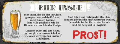 Produktbild von vianmo Holzschild 10x27 cm Bier unser Prost Essen Trinken