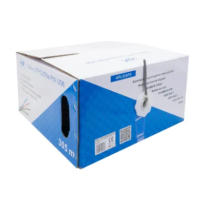 Zdjęcie produktu dla Kabel UTP CAT6e PNI U06 z 4 parami do Internetu 1 Gigabit i systemów monitoringu Rola 305 m
