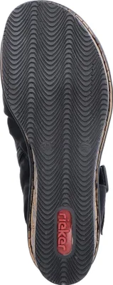 Produktbild von Rieker Hochfront-Sandalette Schwarz 40 EU Normalweite Kunstleder Antistress-System Korkoptik Faltenoptik