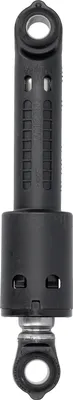 A black and gray shock absorber for a washing machine, shown against a white background.