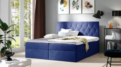 Obrázek produktu pro Postel boxspring TIBOR - 200x220, modrá + topper