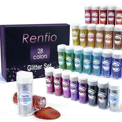 Glitzerset, 28 Farben, 420 g, ultrafeines Puder