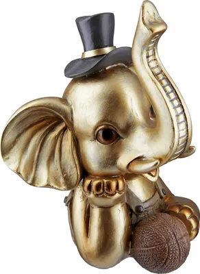 Produktbild von Gilde Figur, Elefant, "Maroni", Kunstharz, goldfarben, VE 2, L. 12 cm, B. 15 cm, H. 19 cm 37713 4063387377130
