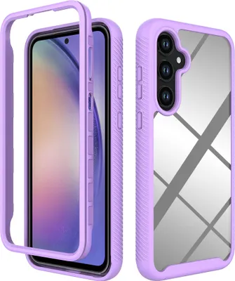 Produktbild von Galaxy A55 Hülle, Hybrid Transparente Rückseite TPU Bumper Stoßfest Schutzhülle für Samsung Galaxy A55 Lila