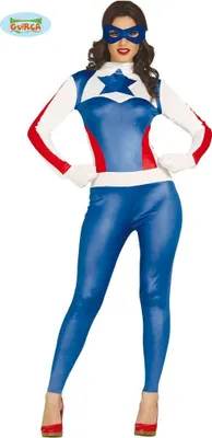 Produktbild von Superhelden Maske Abenteuerfigur Karneval Kostüm Comic Held Damen Erwachsene, Größe: 36 - 38 (S) Farbe: Blau