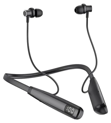 Obrázok produktu pre Bluetooth slúchadlá, športové slúchadlá, 80 hodín výdrže, potlačenie hluku, bezdrôtové, športové slúchadlá do uší s LED displejom, režim prehrávania, farba: čierna (model Y10)