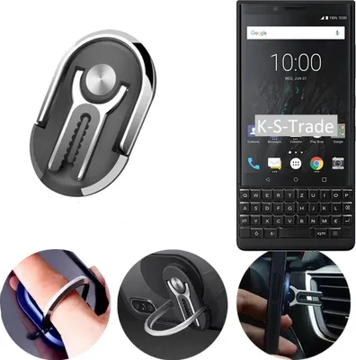 Produktbild von K-S-Trade 3in1 Smartphone-Ring Handy-Ring kompatibel mit Blackberry KEY2 Fingerhalterung  Handyring Tischständer Lüftungsgitter-Halterung Tisch