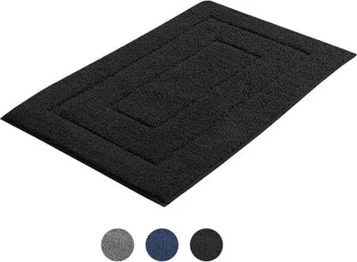 Produktbild von Unyqoos® Badematte 60x90 cm – rutschfeste Duschmatte, wasserabsorbierend & weich, Polyester, maschinenwaschbar 30°C, Schwarz