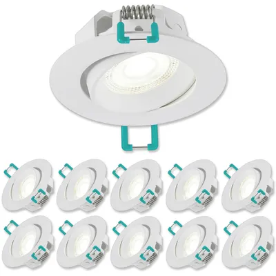 Produktbild von SYLVANIA LED Einbaustrahler 230V | 10er Pack | Neutralweiß | LED Spots Ø 68 mm | Schwenkbar | Deckenspots für Wohnzimmer, Badezimmer, Küche