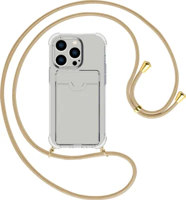 Produktbild von Handykette Backcover-Schutzhülle mit Band (Metall goldfarben) für Apple iPhone 15 Pro - caramel