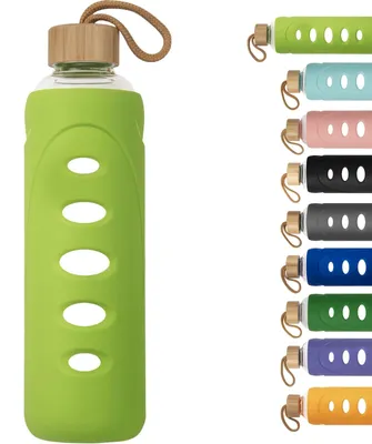 Imagen del producto de Botella de vidrio de 1 litro con funda de silicona