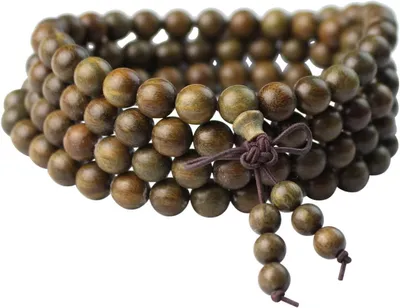 Productafbeelding van Sandelhout Armband - Gebedskralen Mala - Meditatie Yoga - 108 Natuurlijke Kralen - 33 Inch Lengte - Houtkleur