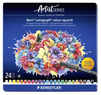 Produktbild von STAEDTLER Mars Lumograph 104 wasservermalbarer Farbstift Metalletui mit 24 Farben