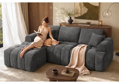 Obrázek produktu pro Modulní pohovka a taburet VASAGLE, materiál: chenille, barva: šedá