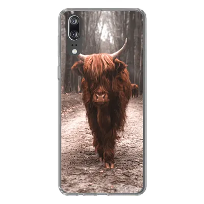 Produktbild von MuchoWow® Handyhülle Schutzhülle Hülle für Huawei P20 Schottischer Hochländer - Wald - Kuh - Tiere - Natur Silikon Softcase Handy Hülle - Hardcover