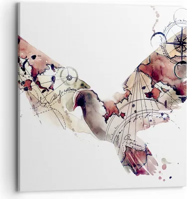 Produktbild von Bild auf Leinwand - Leinwandbild - Vogel Abstraktion - 70x70cm - Wand Bild - Wanddeko - Wandbilder - Leinwanddruck - Bilder - Kunstdruck - Wanddekoration - Leinwand bilder - Wandkunst - AC70x70-4109