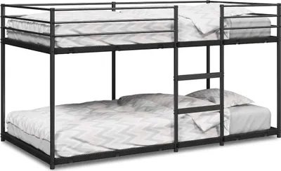 Obrázok produktu pre Maison Exclusive – Poschodová posteľ bez matraca, čierna, 90x190 cm, oceľ