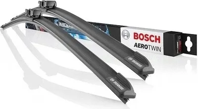 A pair of Bosch Aerotwin windshield wipers and their packaging.