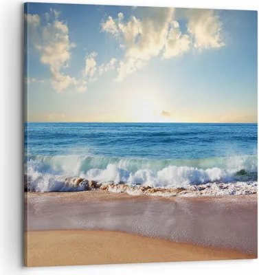 Produktbild von Bild auf Leinwand - Leinwandbild - Meer Ufer Wasser - 60x60cm - Wand Bild - Wanddeko - Wandbilder - Leinwanddruck - Bilder - Kunstdruck - Wanddekoration - Leinwand bilder - Wandkunst - AC60x60-3551