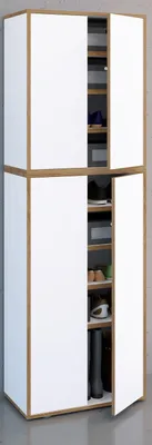 Produktbild von VCM Holz-Schuhschrank | Maße: B. 60 x H. 183 x T. 33 cm | Allzweckschrank | 9 Fächer | 4 Drehtüren - Salia Breite 60 cm