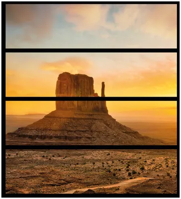 Produktbild von Wallario Möbelfolie / Aufkleber, geeignet für Ikea Malm Kommode mit 4 Schubfächern - Monument bei Sonnenuntergang