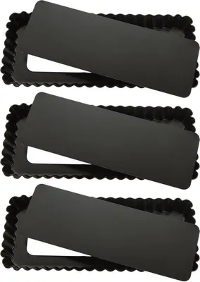 Produktbild von Famanu rechteckige Kuchenformen 3er Set - 25 x 10,2 x 2,5 cm, antihaftbeschichtet, mit abnehmbarem Boden