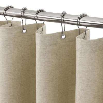 Zdjęcie produktu dla Zasłona prysznicowa - Poliester - Imitacja lnu - 122 x 182 cm - Taupe