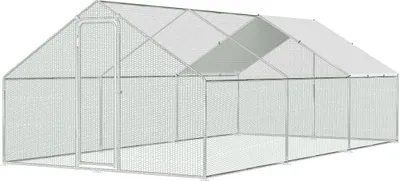 Produktbild von Faziango Freilaufgehege 3x6x2m - Hühnerstall aus Metall begehbar mit 18 m² Lauffläche, Tür & Riegel - Freigehege für Hühner, Kleintiere & Pflanzen