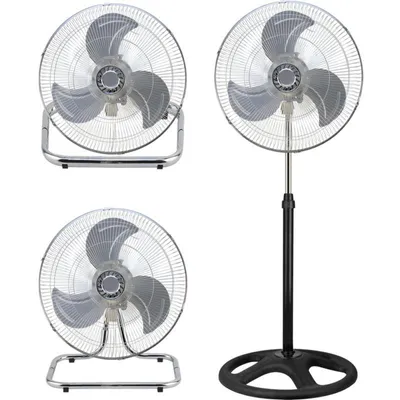 Zdjęcie produktu dla TOO FANS-45-400-B-3IN1, 50 W, 45 cm, 3 prędkości, oscylacja, metalowe łopatki, srebrno-czarny, wielofunkcyjny wentylator