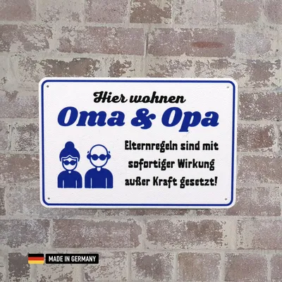 Produktbild von Schild: Hier wohnen Oma & Opa - Elternregeln sind außer Kraft gesetzt | Schilder