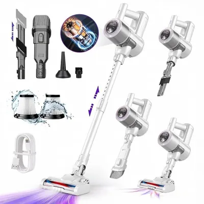 Produktbild von Akku Staubsauger, 500W/32000 Pa Staubsauger kabellos mit HEPA ,45 Min, kabelloser Staubsauger,Anti-Tangle-Staubsauger, Handstaubsauger für Tierhaare