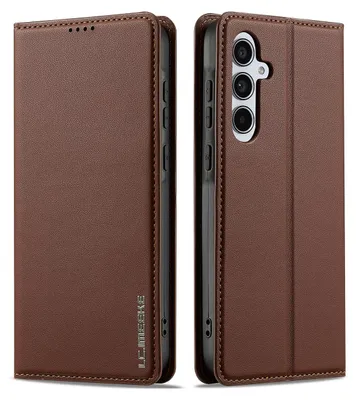 Immagine prodotto di Custodia magnetica in pelle flip per Samsung Galaxy A56 5G, con slot per schede e funzione stand Marrone