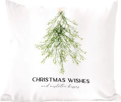 Produktbild von MuchoWow® Zierkissen Sofakissen Wohnzimmer Dekokissen 45x45 cm Winter - Baum - Mistelzweig - Schlafpolster - Polster für das Sofa