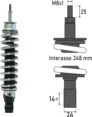 Image de Bcr Piaggio Vespa Gtv/gts 125/150/200/250/300cc Amortisseur arrière argent argent One Size