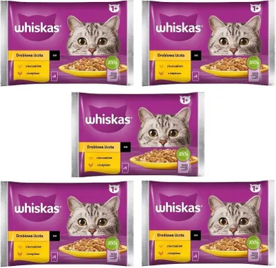 Produktbild von Whiskas Adult 1+ Nassfutter für Katzen in Sauce mit Huhn, Truthahn, 20 Portionsbeutel 5x4x85g