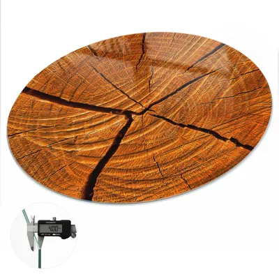 Produktbild von Glas Tischplatte fi80 cm – Tischauflage aus gehärtetem Glas – Glasplatte für Esstisch – Küchentischplatte aus Glas – Tischschutz Glas modern – Dekorative Glasplatte – Pflegeleichte Glastischplatte – Sicherheitsglas Tischplatte – Holzquerschnitt, KI-generiertes Bild