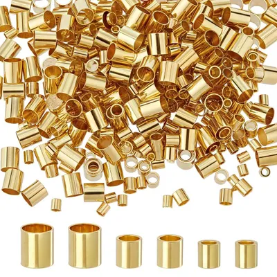 Quetschperlen-Set 600 Stück, 1,5/2/3 mm, Messing, gold, für DIY-Schmuck