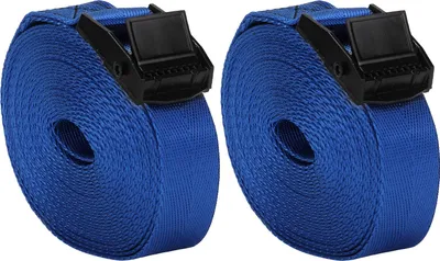 Image de 2 sangles d'arrimage, bleu marine, sangles robustes avec boucles en alliage de zinc, 3 mètres