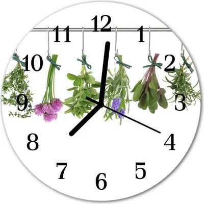 Produktbild von Glasuhr Wanduhr Küchenuhr Echt-Glas 30fi cm Kräuter mehrfarbig