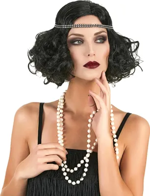 Produktbild von Schwarze Charleston-Perücke für Frauen