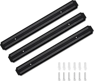 Produktbild von Famanu Messerhalter Magnetstreifen selbstklebend 33 cm - Schwarz - Edelstahl - Wandmontage