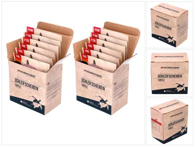 Image de Toolbrothers TURTLE Set de ponçage 125mm Velcro - 8 trous - 20x P40 / P60 / P80 / P120 / P180 / 240 - pour bois dur, bois tendre, vernis, pierre, acier, aluminium, placage